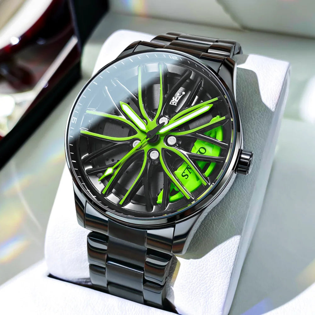 OLEVS Wheel Men's Luxury Watch Waterproof Rotary Sport Car Rim Man Watch High Quality Fashion Best Selling Quartz Men's Watches