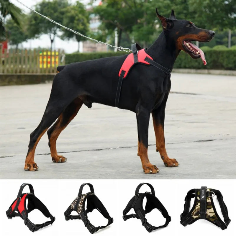 Dog Harness No-Pull Pet Adjustable Soft Padded Dog Harness Reflective No-Choke Pet Large Dog Oxford Vest With Control Handle