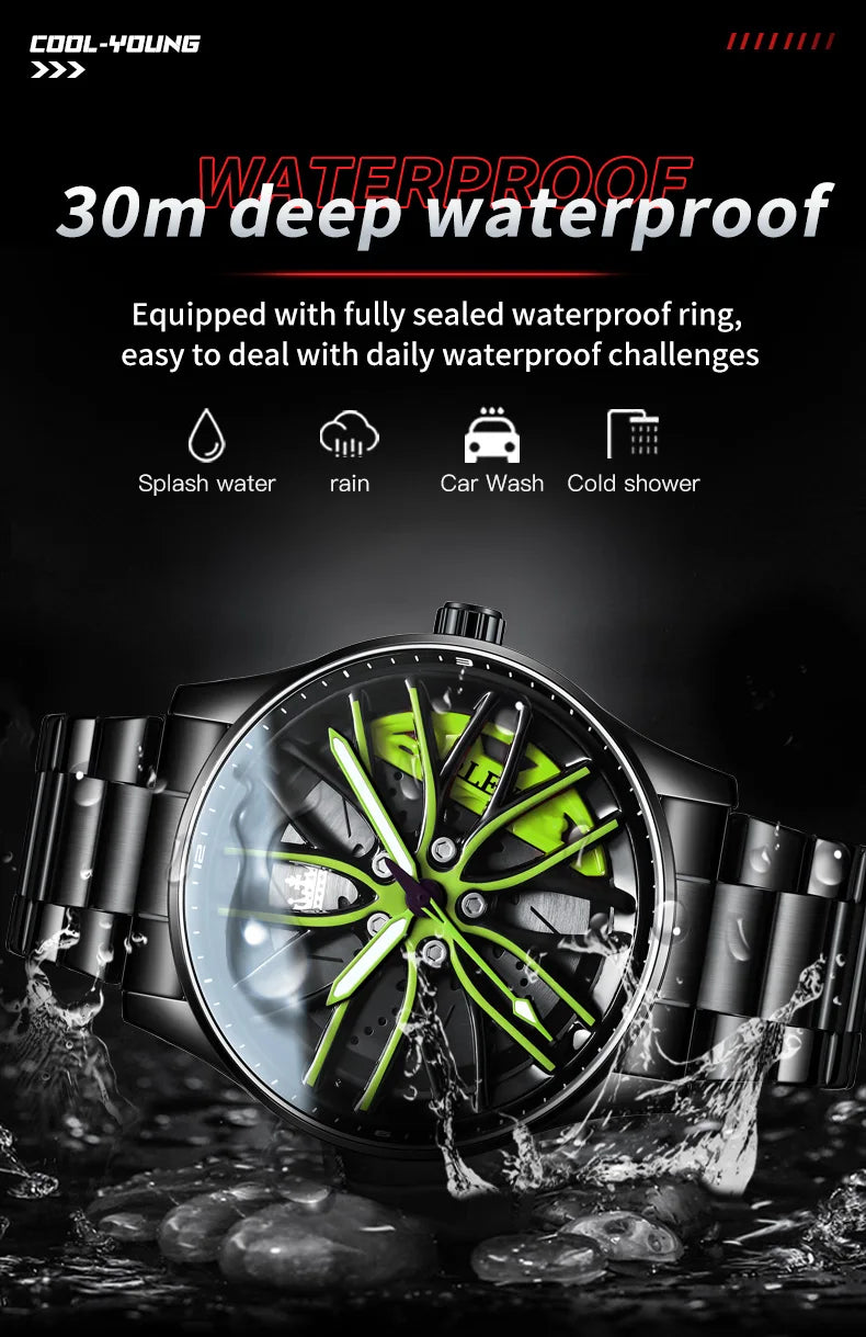 OLEVS Wheel Men's Luxury Watch Waterproof Rotary Sport Car Rim Man Watch High Quality Fashion Best Selling Quartz Men's Watches